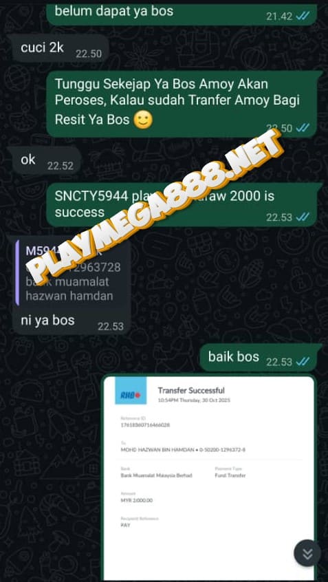 PlayMega888 Payment Proof